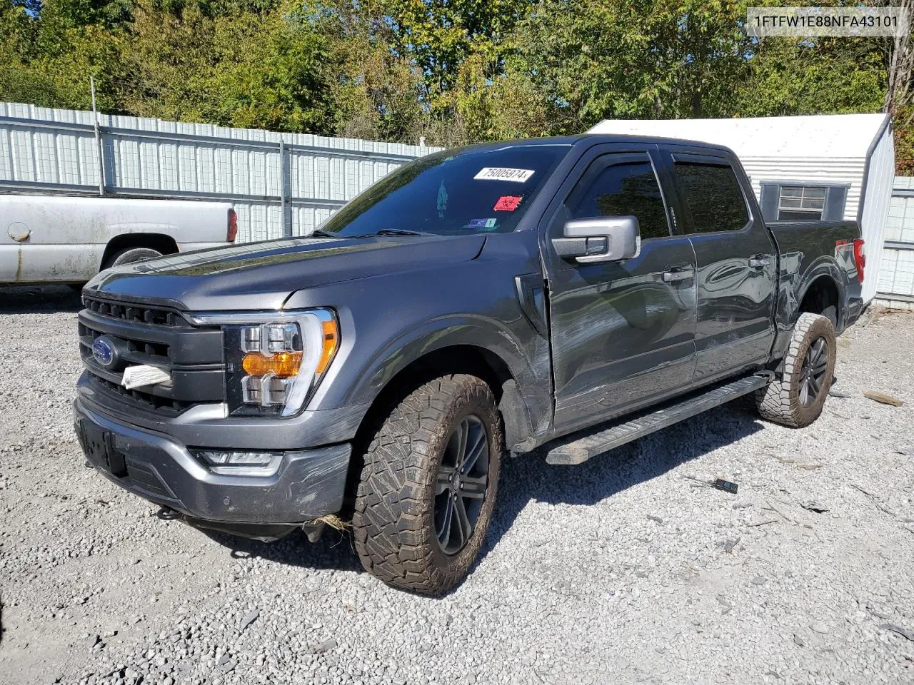 2022 Ford F150 Supercrew VIN: 1FTFW1E88NFA43101 Lot: 75005974