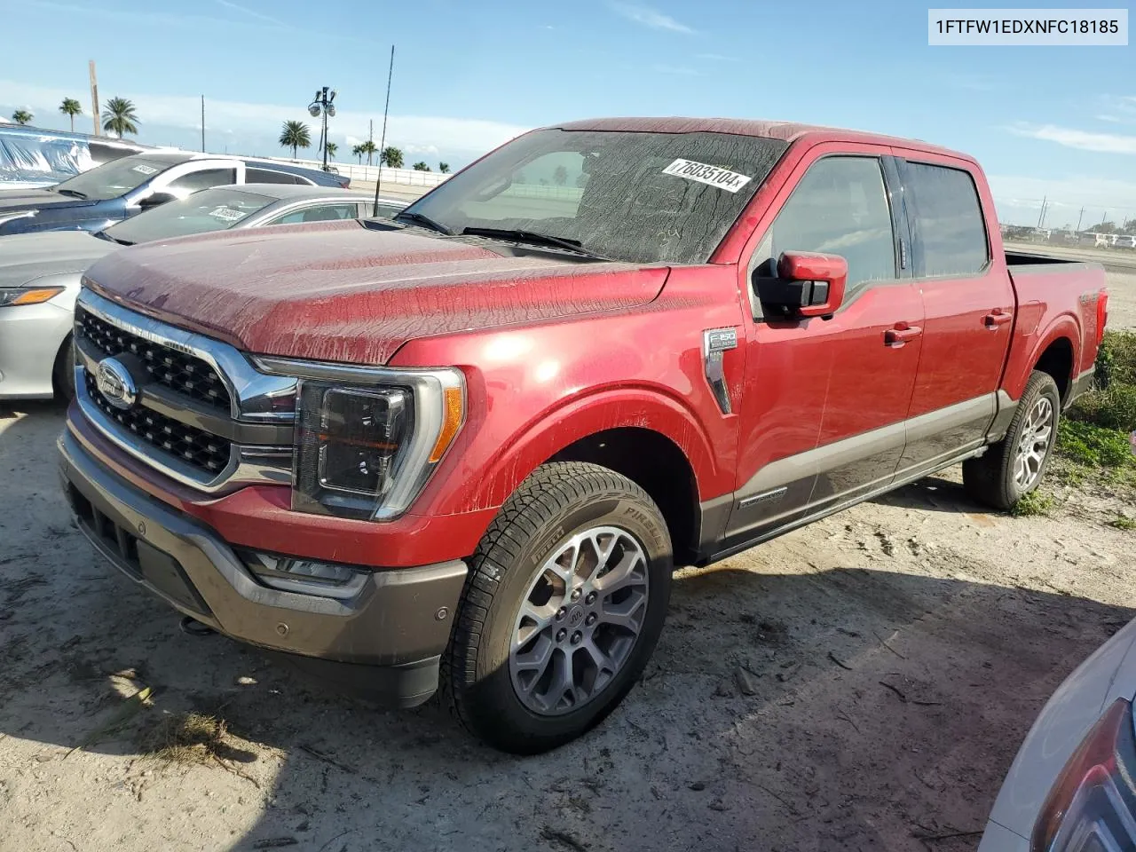 2022 Ford F150 Supercrew VIN: 1FTFW1EDXNFC18185 Lot: 76035104