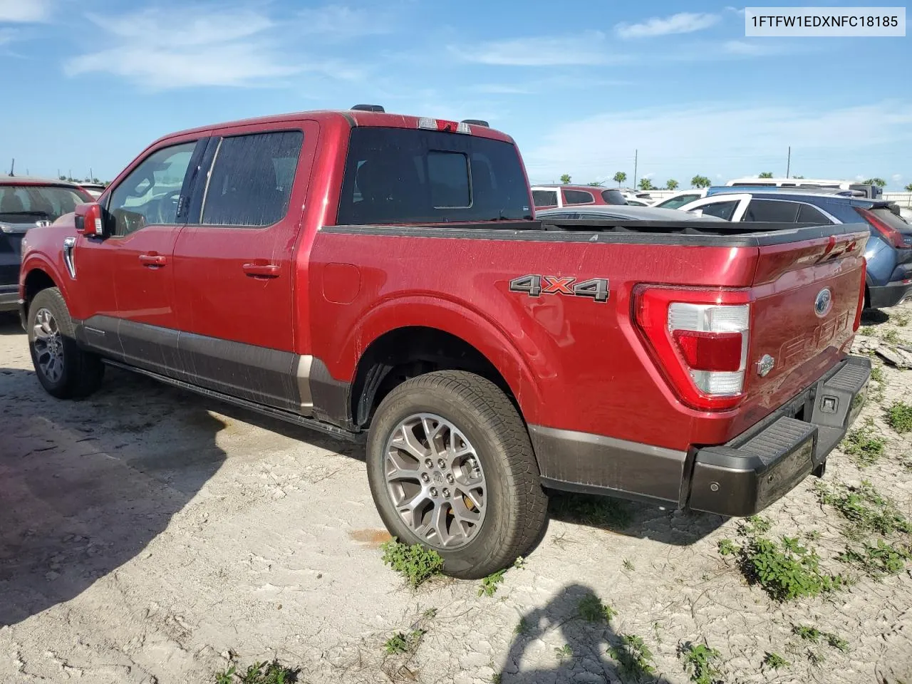 2022 Ford F150 Supercrew VIN: 1FTFW1EDXNFC18185 Lot: 76035104