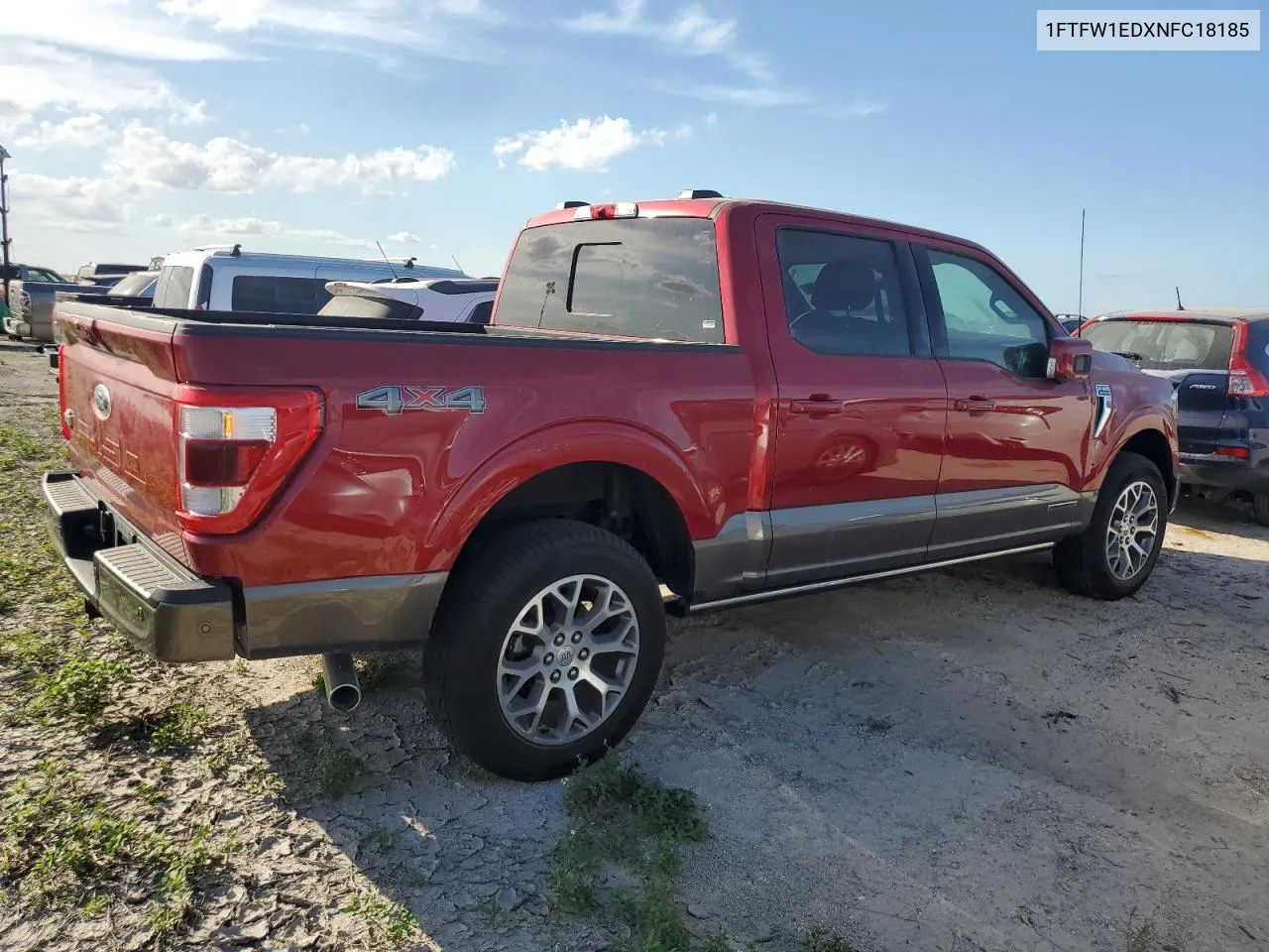 2022 Ford F150 Supercrew VIN: 1FTFW1EDXNFC18185 Lot: 76035104