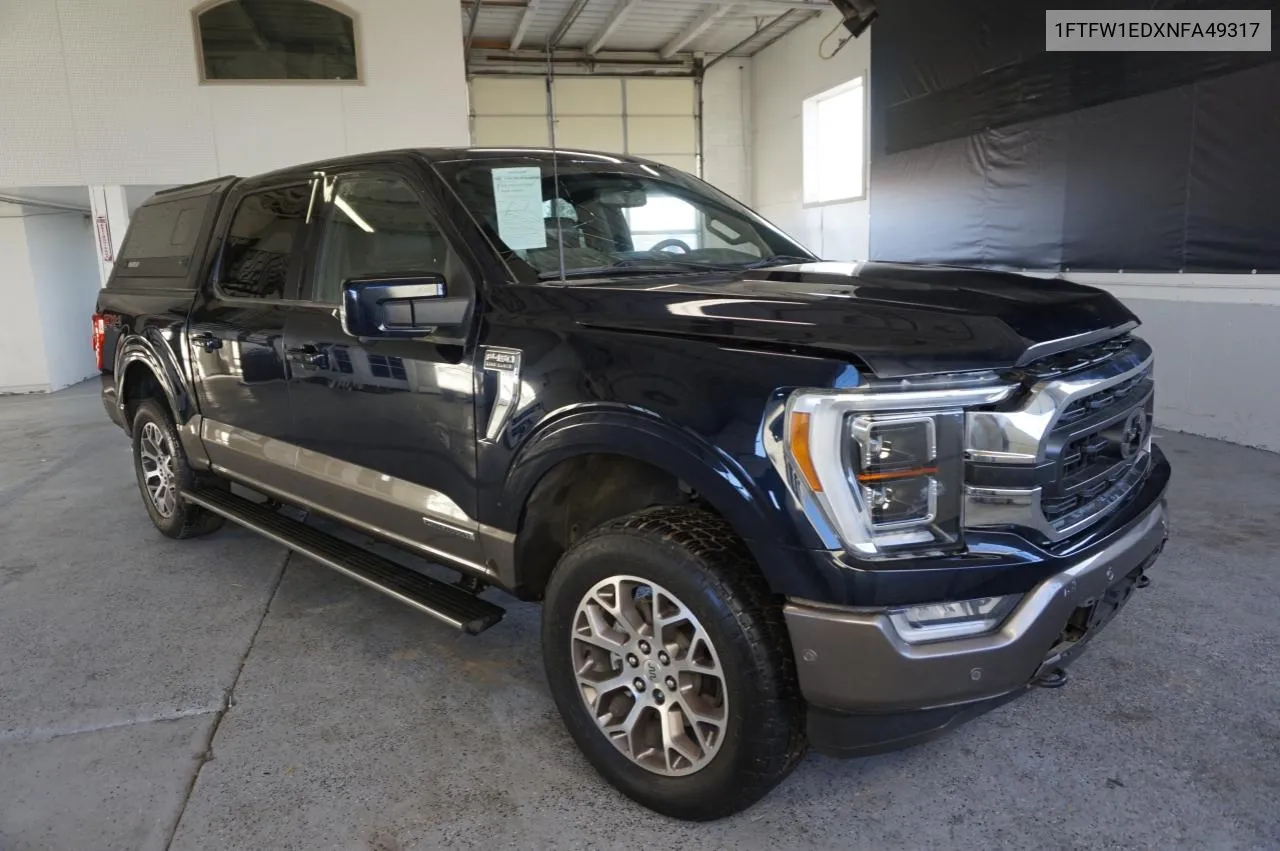 2022 Ford F150 Supercrew VIN: 1FTFW1EDXNFA49317 Lot: 79703704