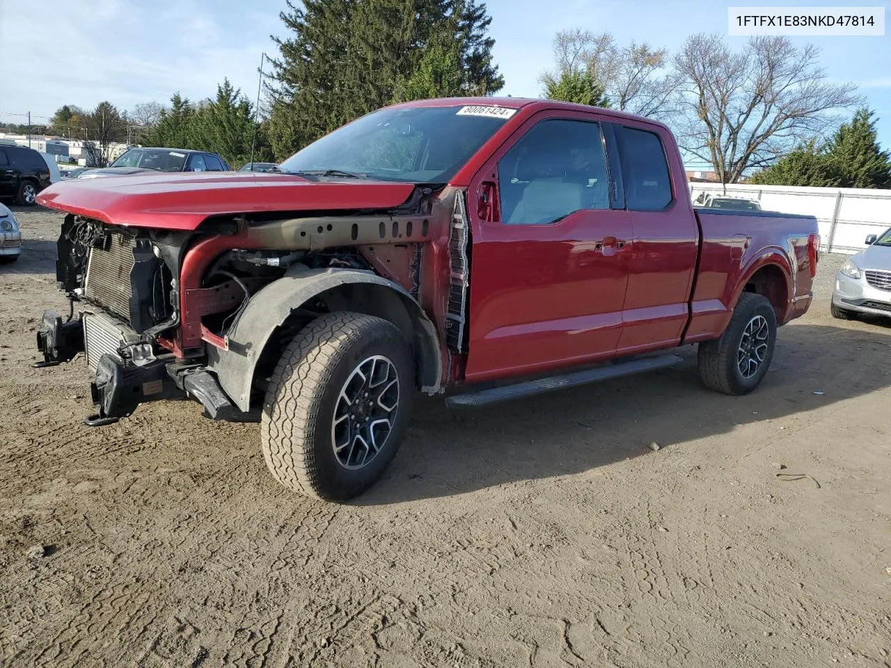 2022 Ford F150 Super Cab VIN: 1FTFX1E83NKD47814 Lot: 80061424