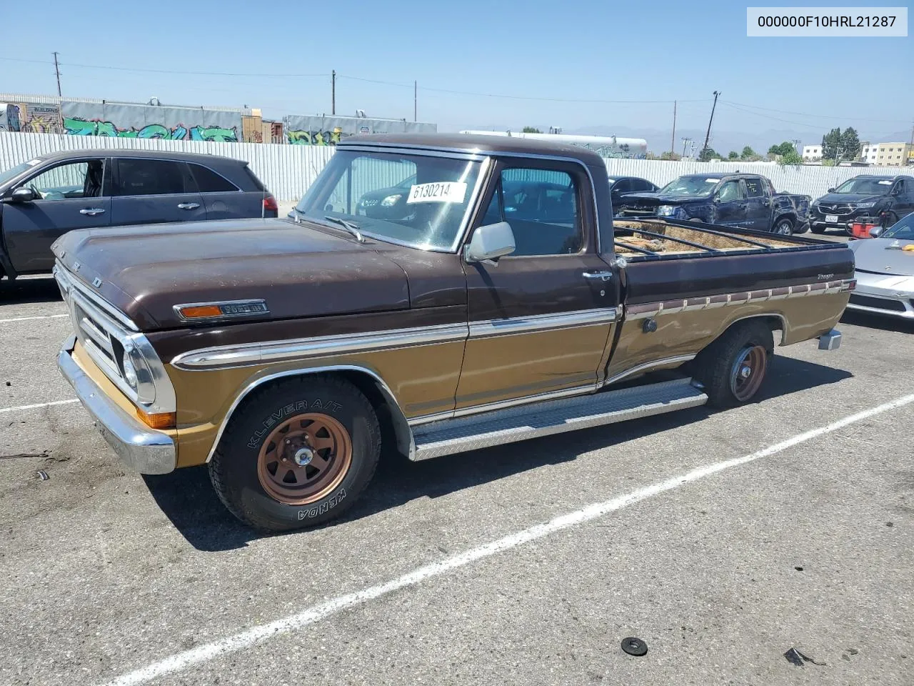 1971 Ford F100 VIN: 000000F10HRL21287 Lot: 61302144