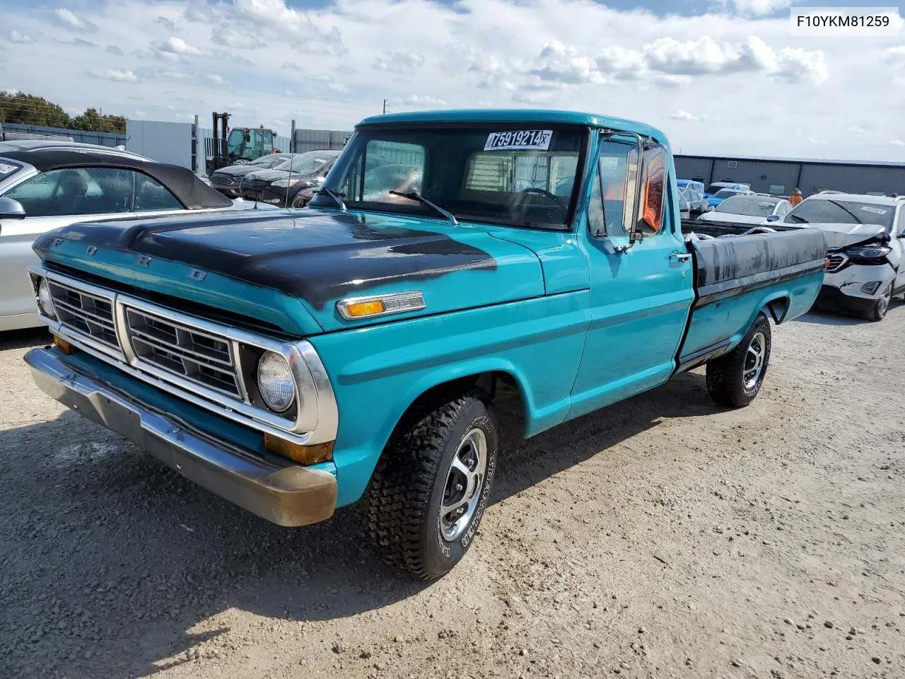 1972 Ford F100 VIN: F10YKM81259 Lot: 75919214