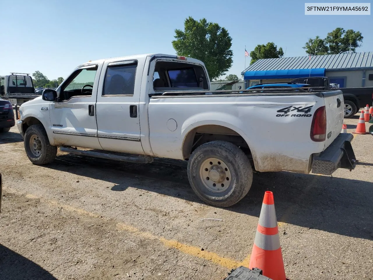 2000 Ford F250 Super Duty VIN: 3FTNW21F9YMA45692 Lot: 58709574