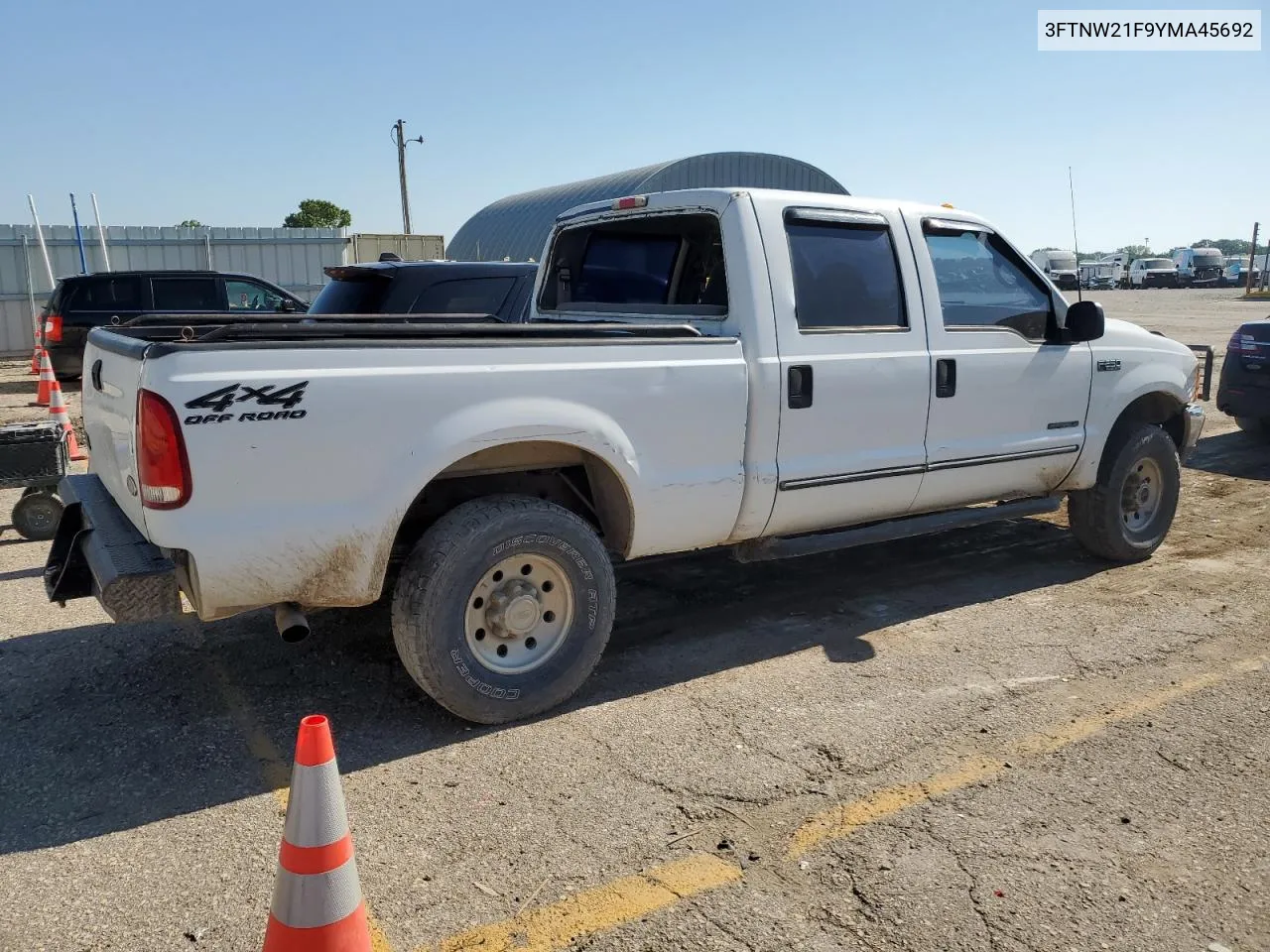 2000 Ford F250 Super Duty VIN: 3FTNW21F9YMA45692 Lot: 58709574