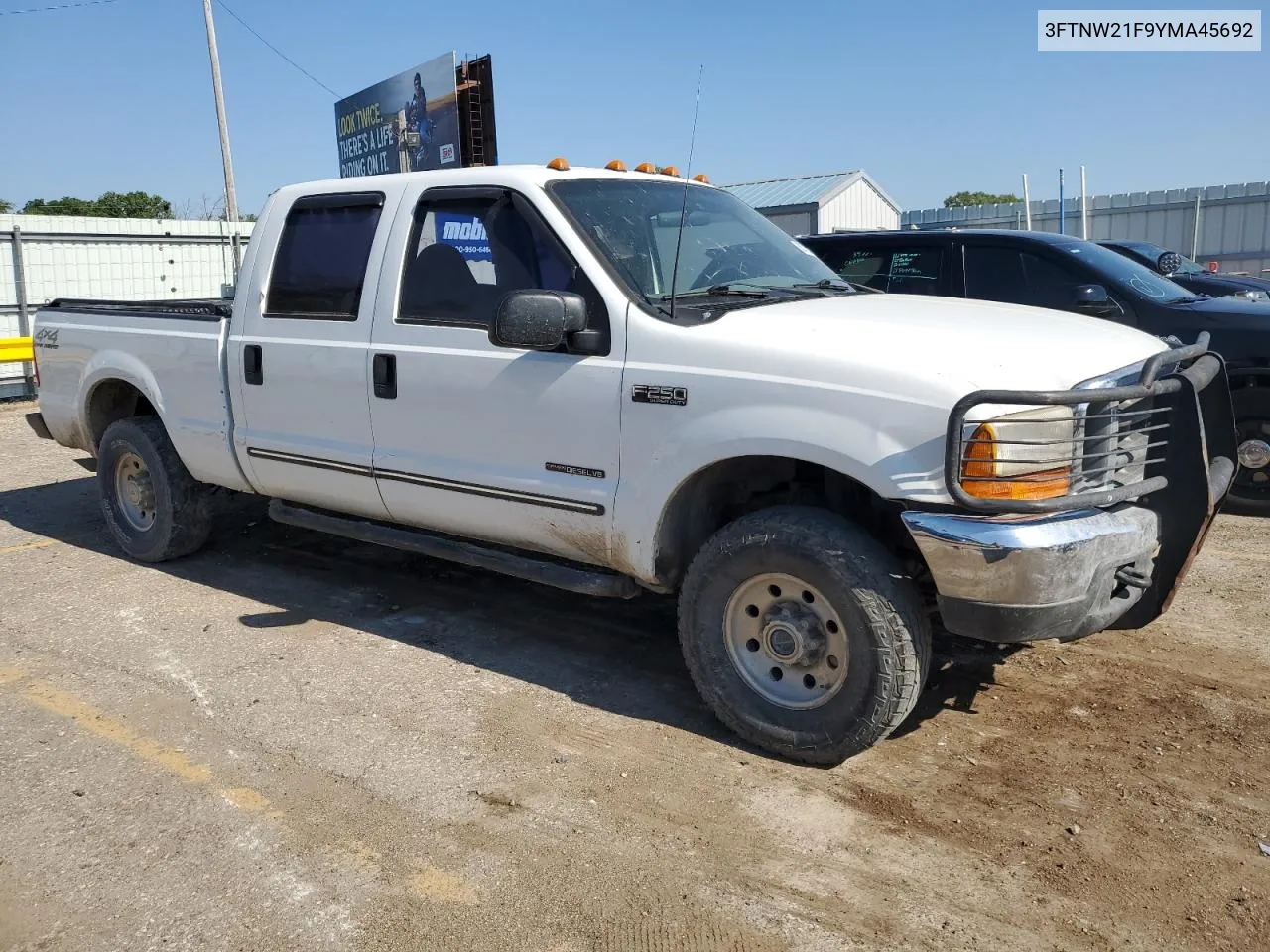 2000 Ford F250 Super Duty VIN: 3FTNW21F9YMA45692 Lot: 58709574