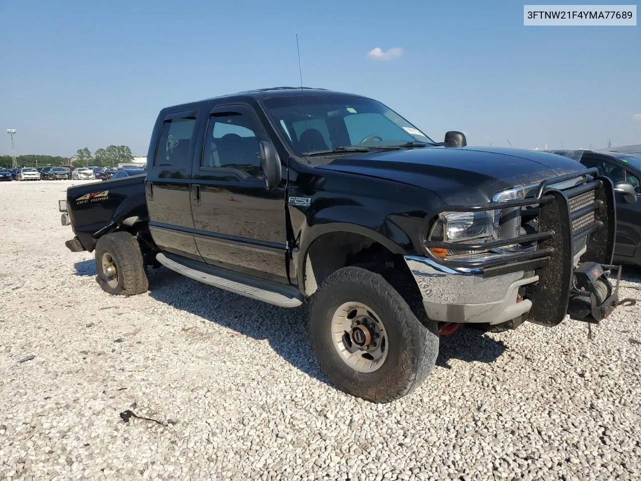 2000 Ford F250 Super Duty VIN: 3FTNW21F4YMA77689 Lot: 59231034