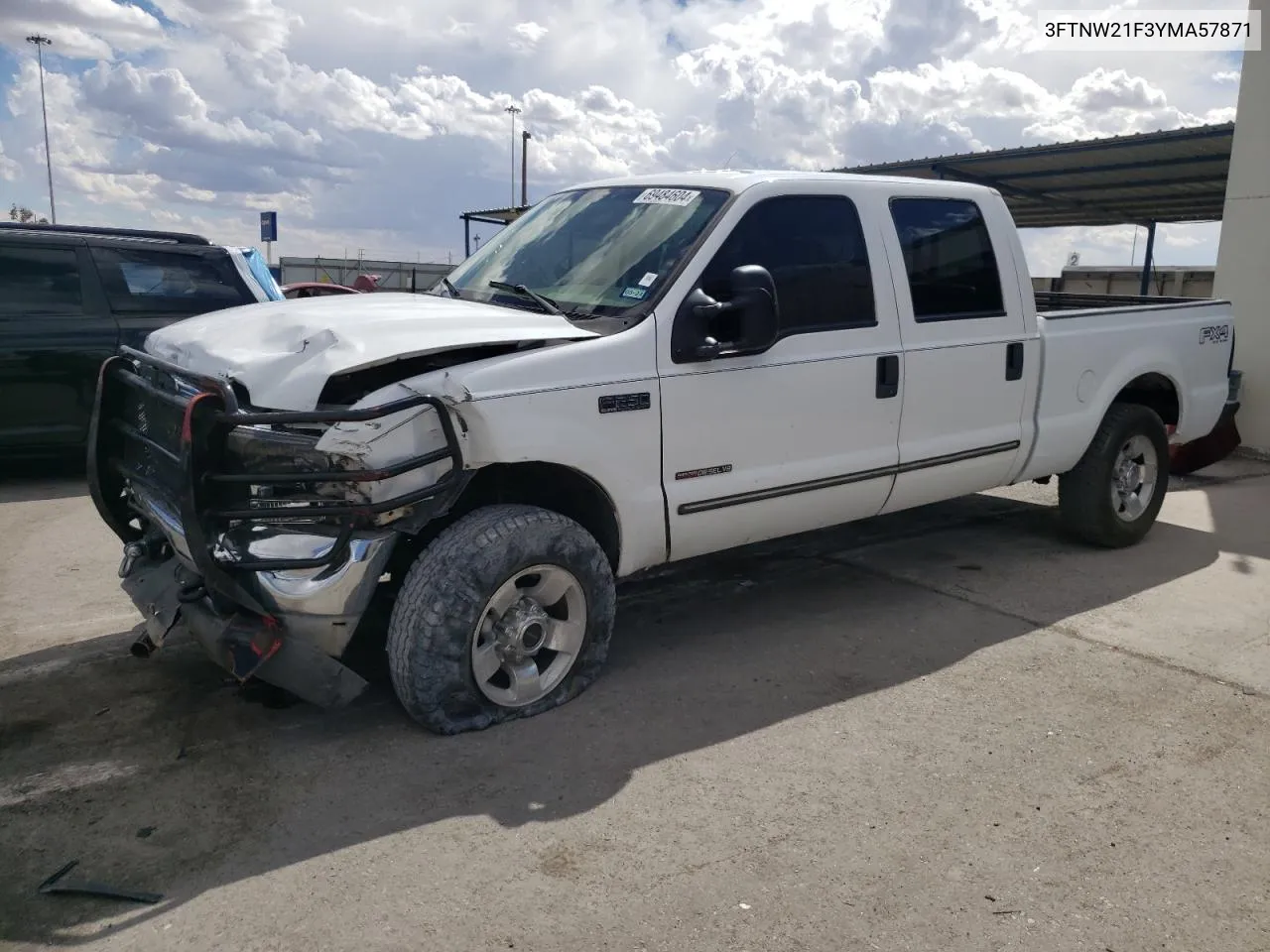 2000 Ford F250 Super Duty VIN: 3FTNW21F3YMA57871 Lot: 69484604