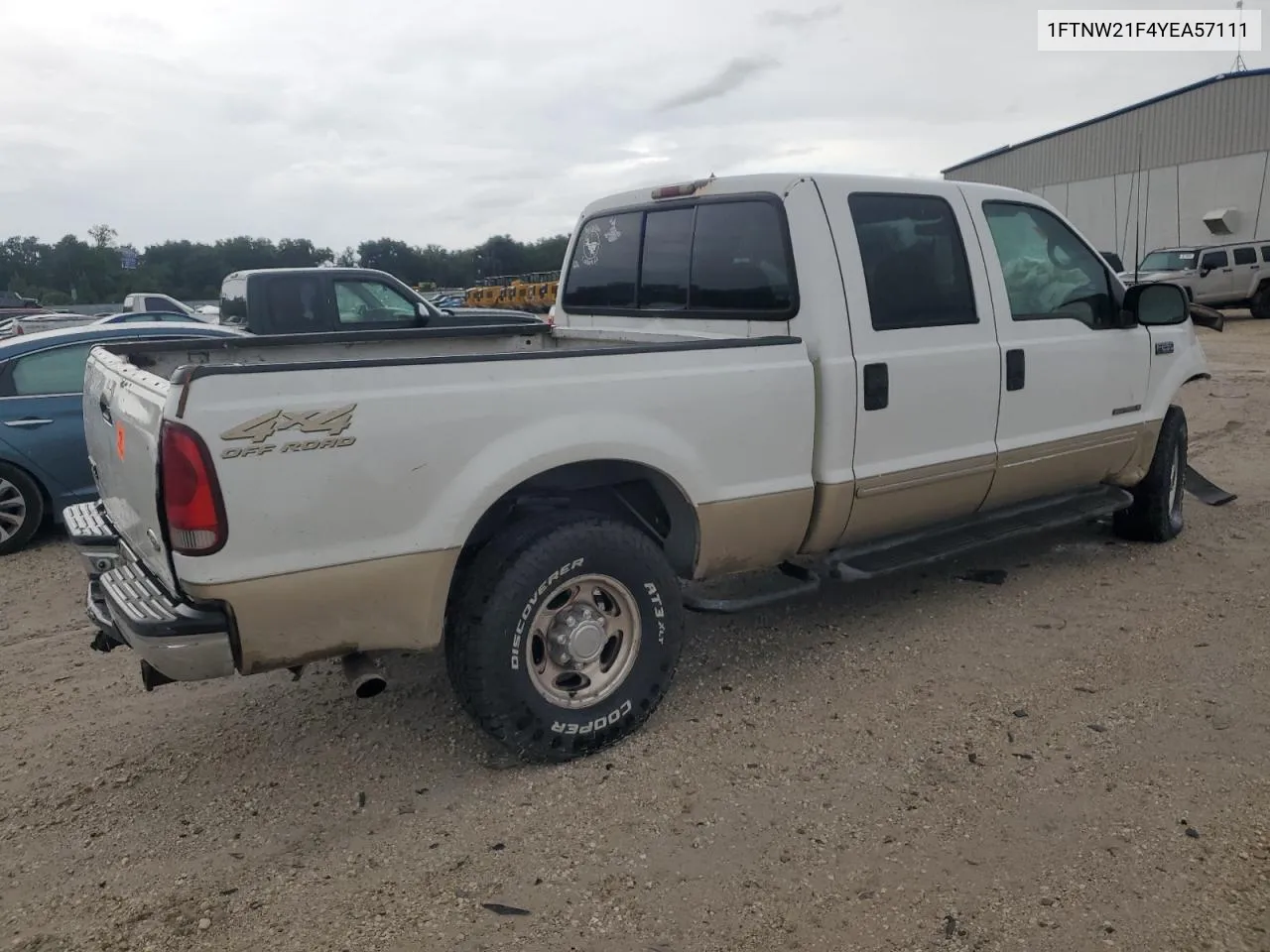 2000 Ford F250 Super Duty VIN: 1FTNW21F4YEA57111 Lot: 70084424