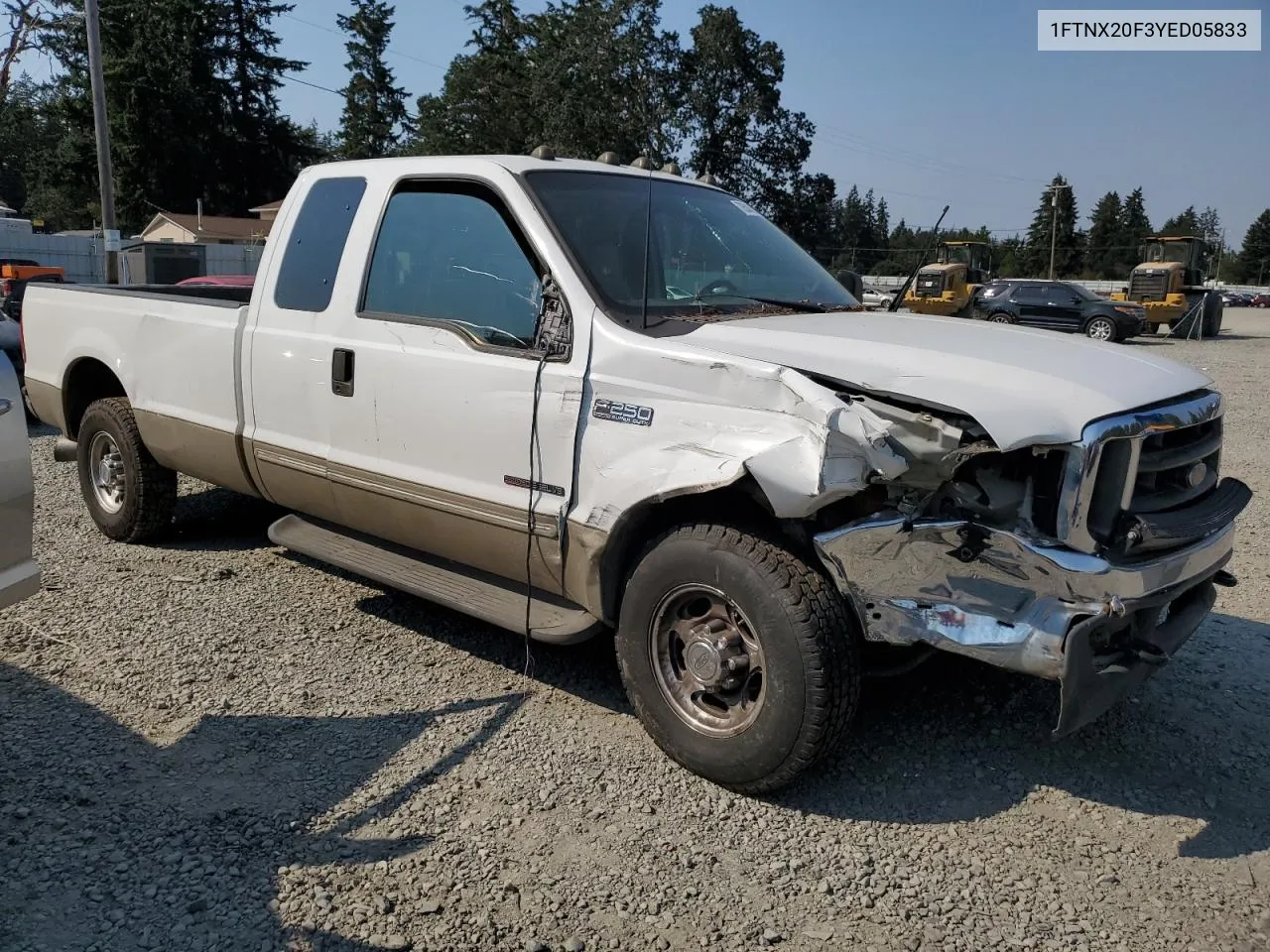 2000 Ford F250 Super Duty VIN: 1FTNX20F3YED05833 Lot: 70504304