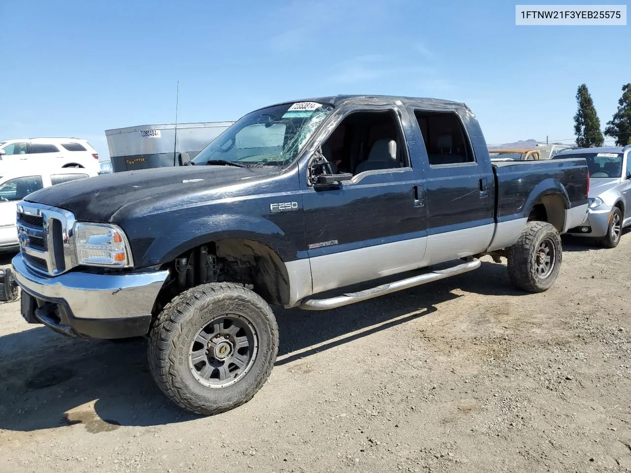 2000 Ford F250 Super Duty VIN: 1FTNW21F3YEB25575 Lot: 72353814