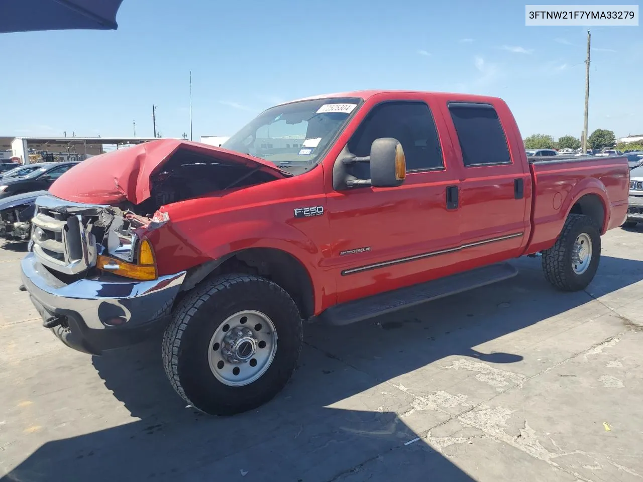 2000 Ford F250 Super Duty VIN: 3FTNW21F7YMA33279 Lot: 72525304