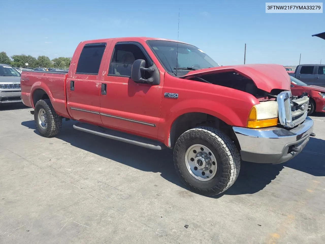 2000 Ford F250 Super Duty VIN: 3FTNW21F7YMA33279 Lot: 72525304