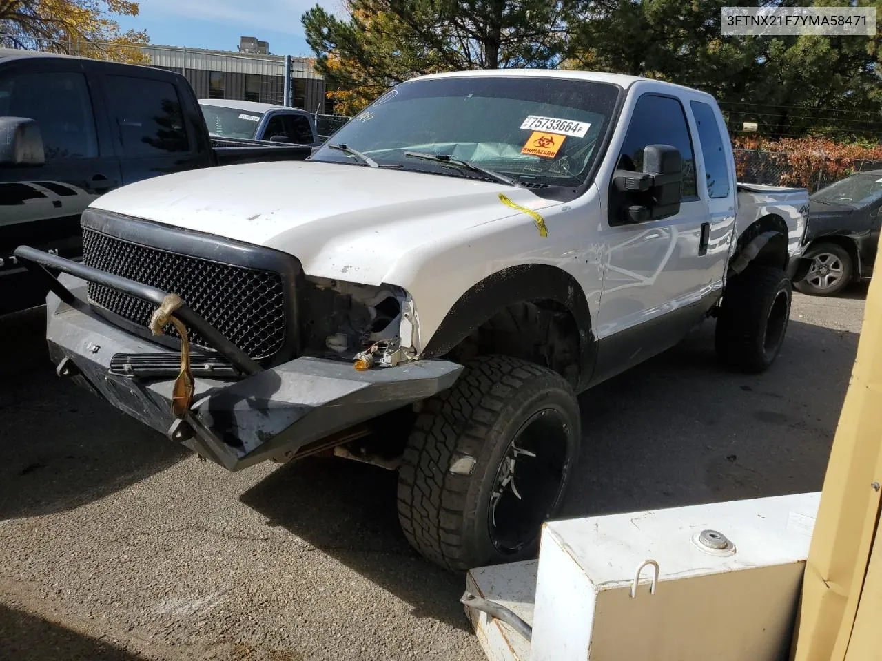 2000 Ford F250 Super Duty VIN: 3FTNX21F7YMA58471 Lot: 75733664