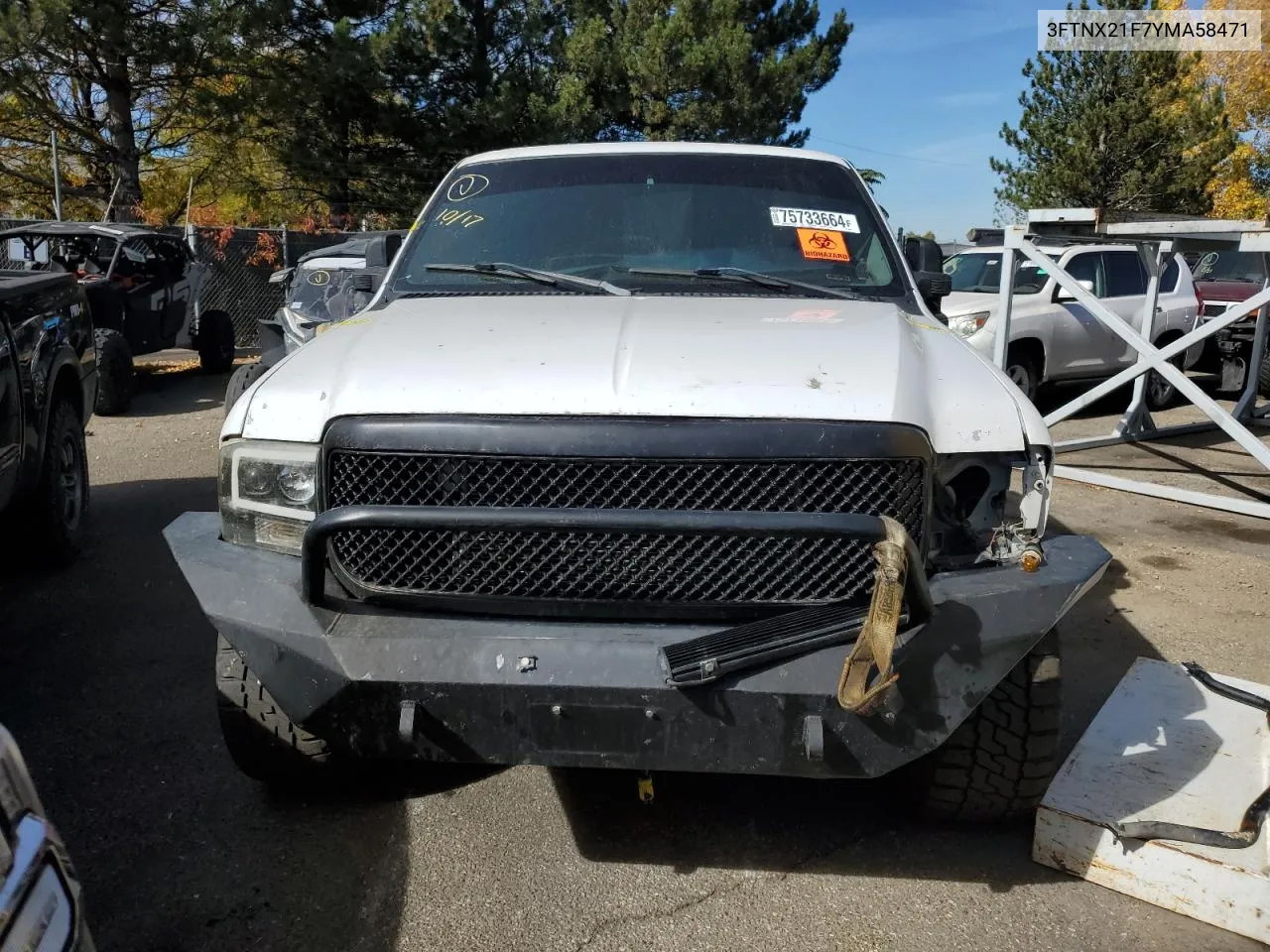 2000 Ford F250 Super Duty VIN: 3FTNX21F7YMA58471 Lot: 75733664