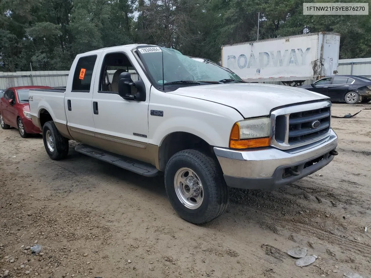 2000 Ford F250 Super Duty VIN: 1FTNW21F5YEB76270 Lot: 78348464