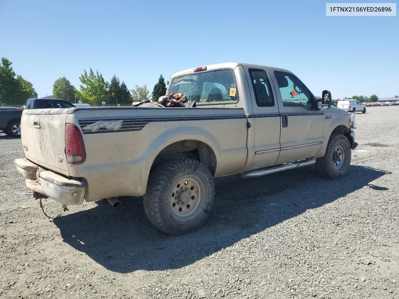 2000 Ford F250 Super Duty VIN: 1FTNX21S6YED26896 Lot: 78841974