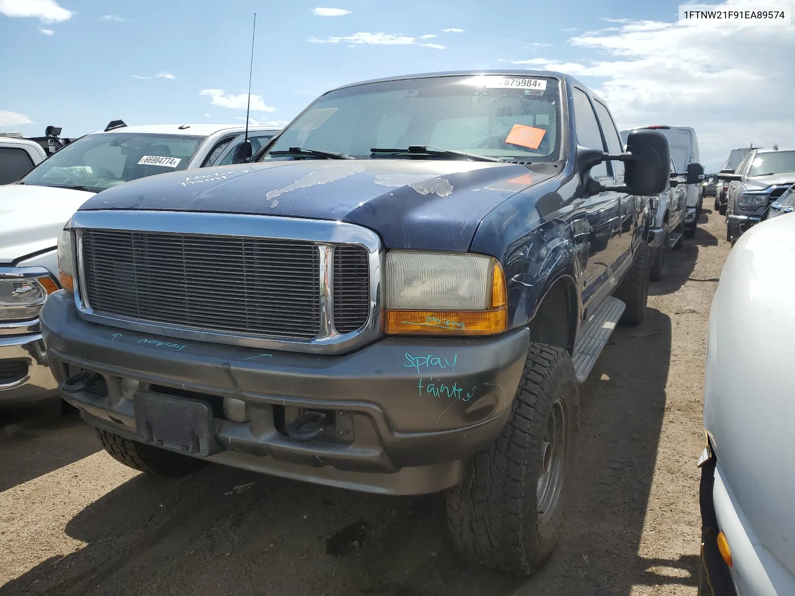 2001 Ford F250 Super Duty VIN: 1FTNW21F91EA89574 Lot: 67875984