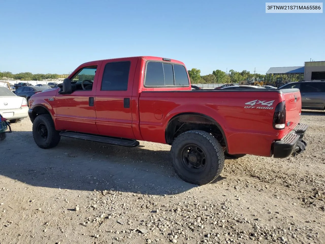 2001 Ford F250 Super Duty VIN: 3FTNW21S71MA65586 Lot: 73411934