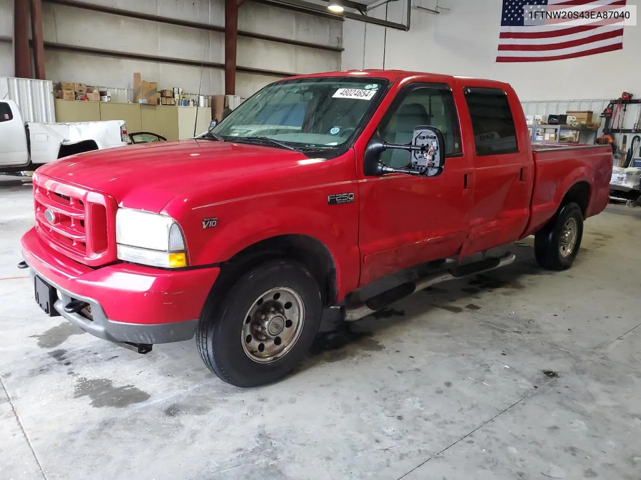 2003 Ford F250 Super Duty VIN: 1FTNW20S43EA87040 Lot: 48024654