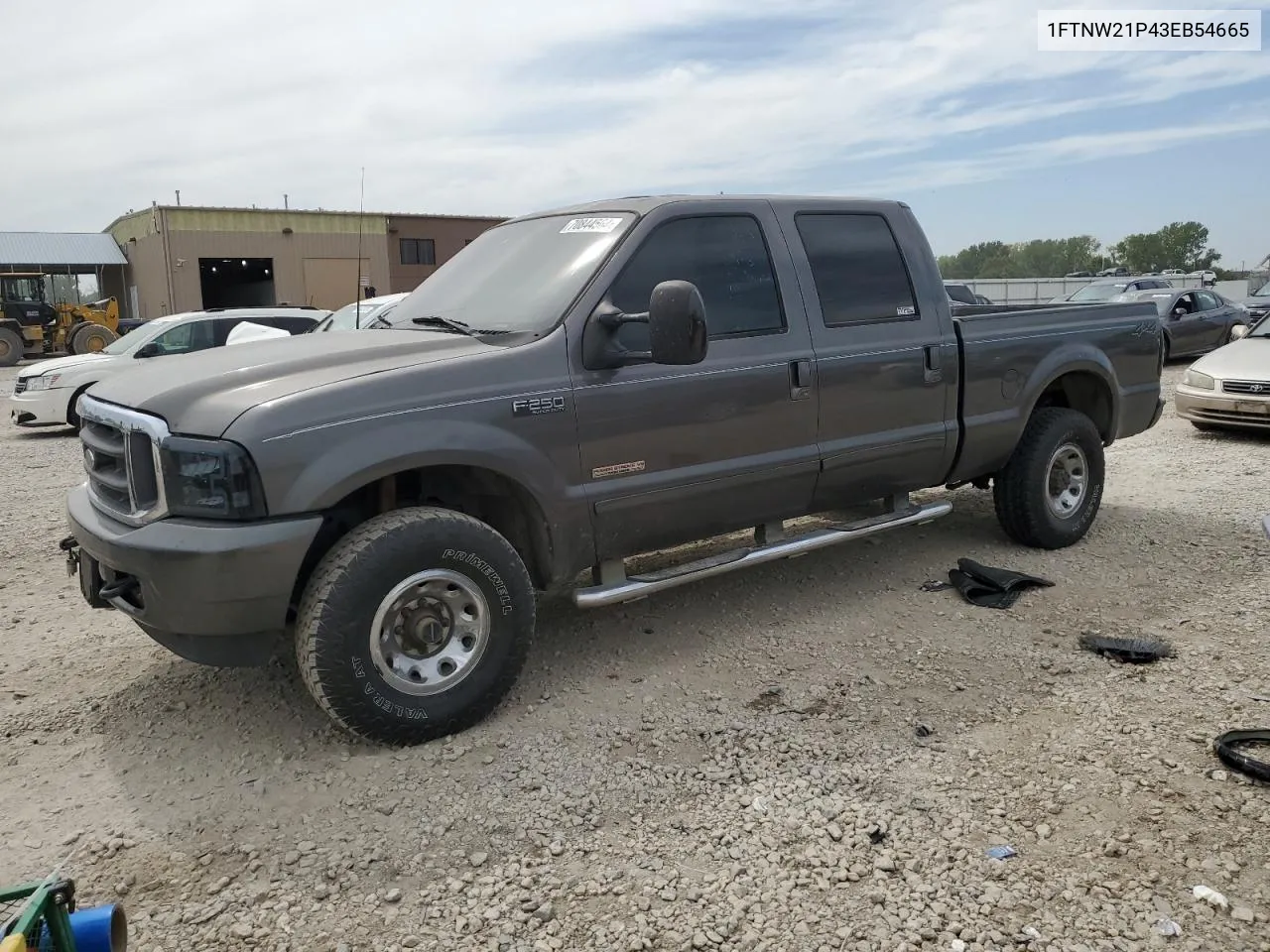 2003 Ford F250 Super Duty VIN: 1FTNW21P43EB54665 Lot: 70844564