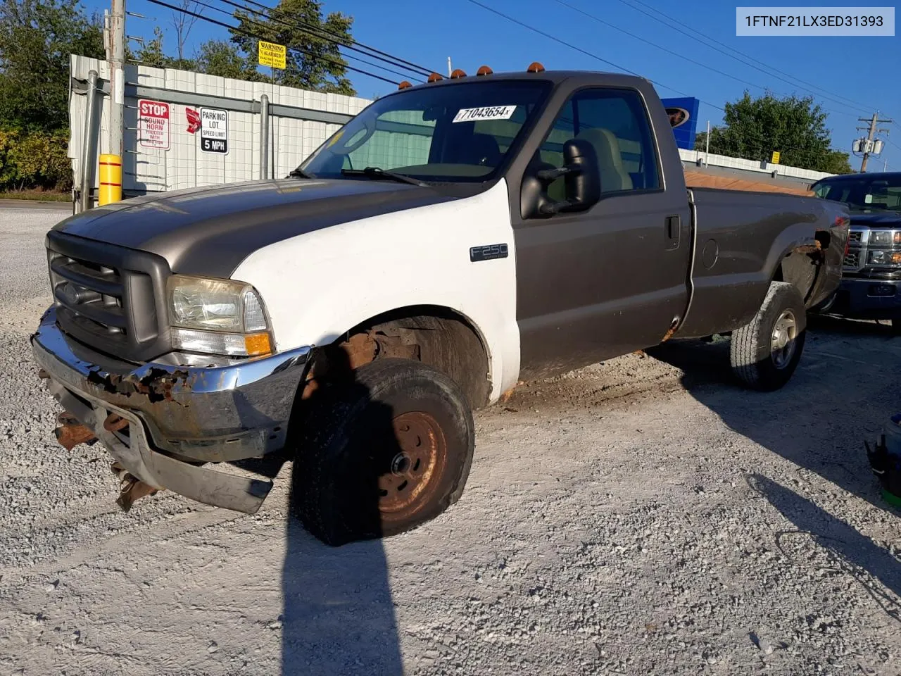 2003 Ford F250 Super Duty VIN: 1FTNF21LX3ED31393 Lot: 71043654