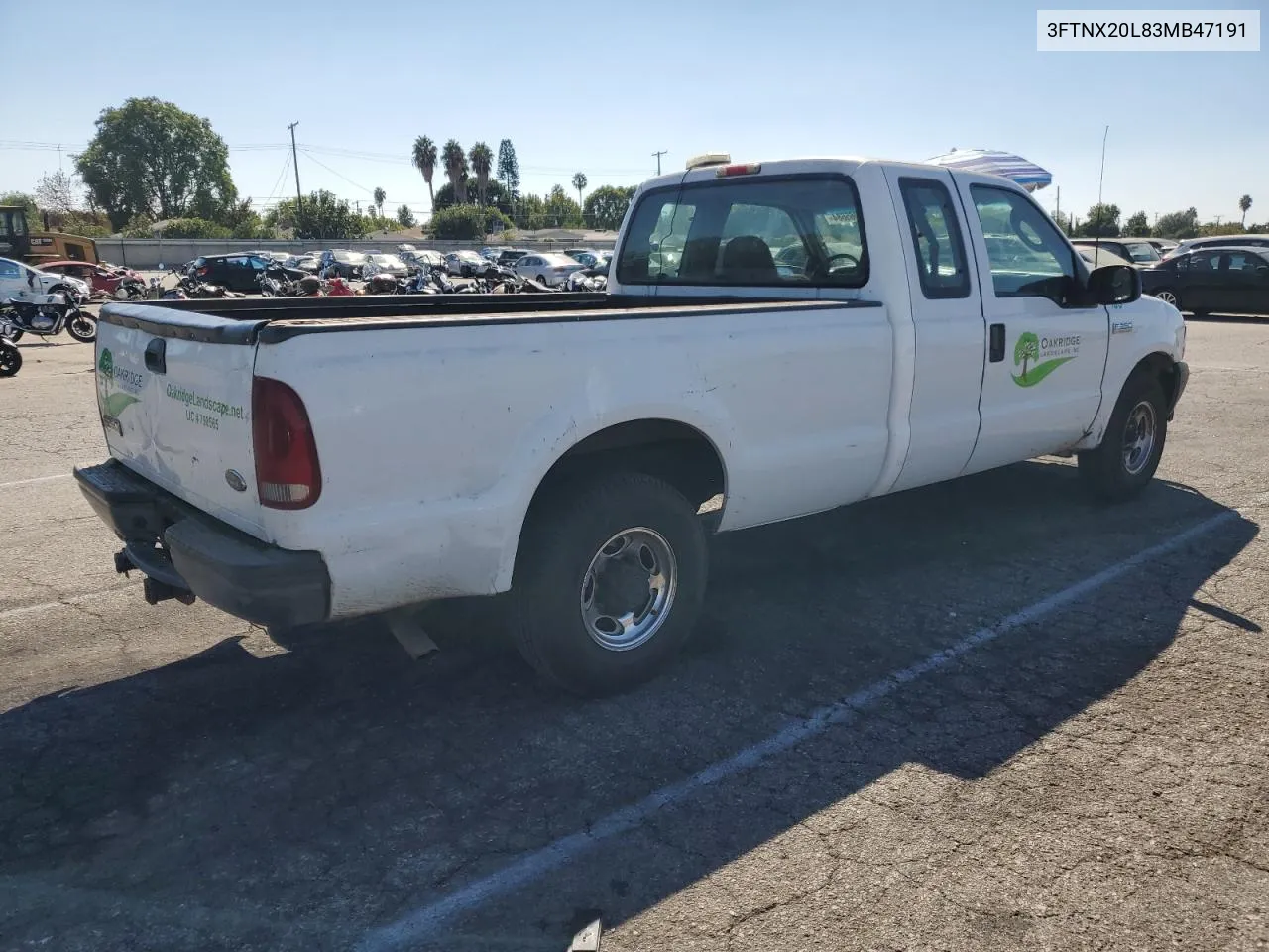 2003 Ford F250 Super Duty VIN: 3FTNX20L83MB47191 Lot: 74065684