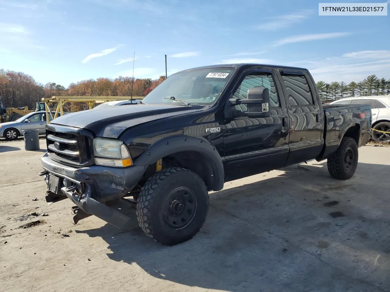 2003 Ford F250 Super Duty VIN: 1FTNW21L33ED21577 Lot: 77971034