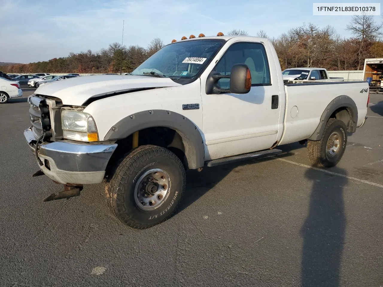 2003 Ford F250 Super Duty VIN: 1FTNF21L83ED10378 Lot: 78414894