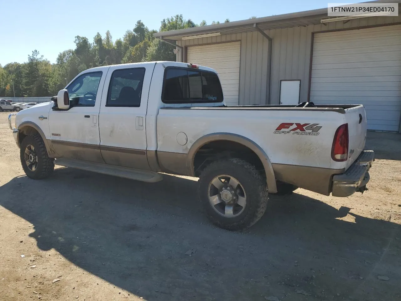 2004 Ford F250 Super Duty VIN: 1FTNW21P34ED04170 Lot: 77105134