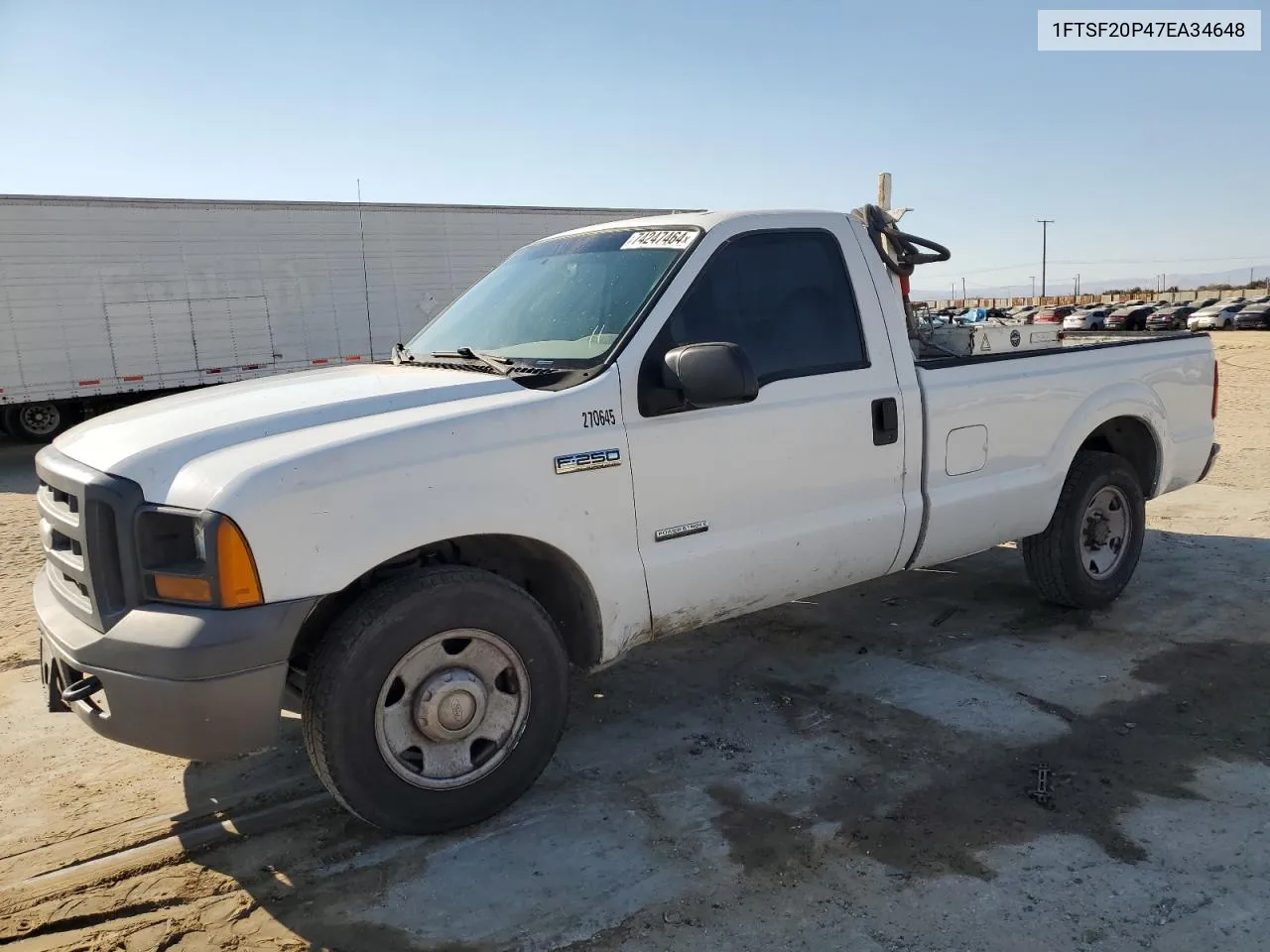 2007 Ford F250 Super Duty VIN: 1FTSF20P47EA34648 Lot: 74247464