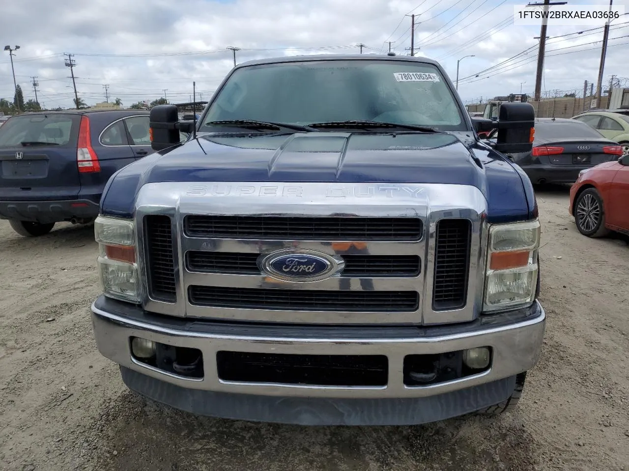 2010 Ford F250 Super Duty VIN: 1FTSW2BRXAEA03636 Lot: 78010634