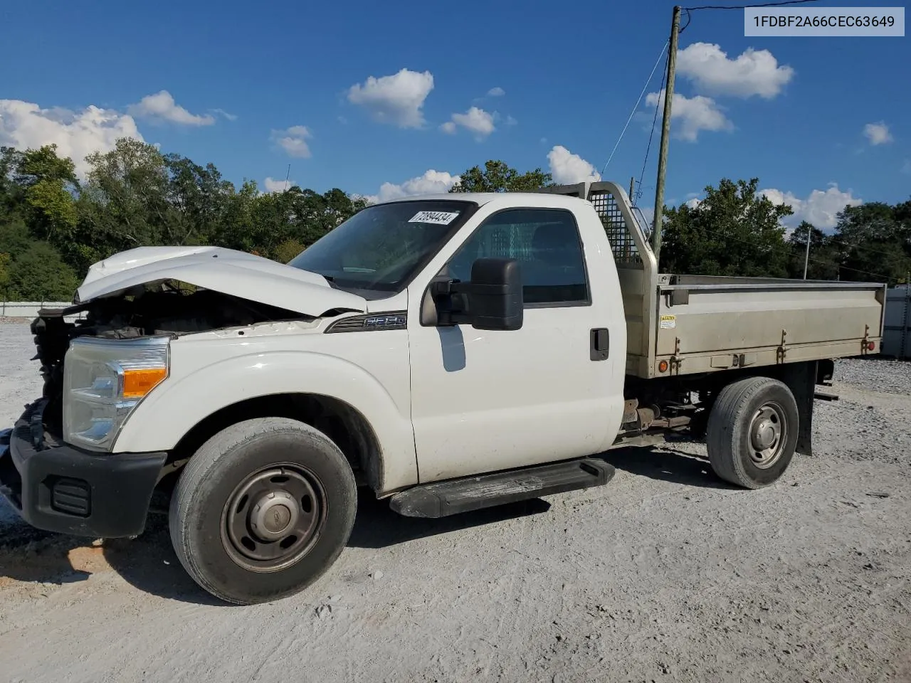 2012 Ford F250 Super Duty VIN: 1FDBF2A66CEC63649 Lot: 72894434