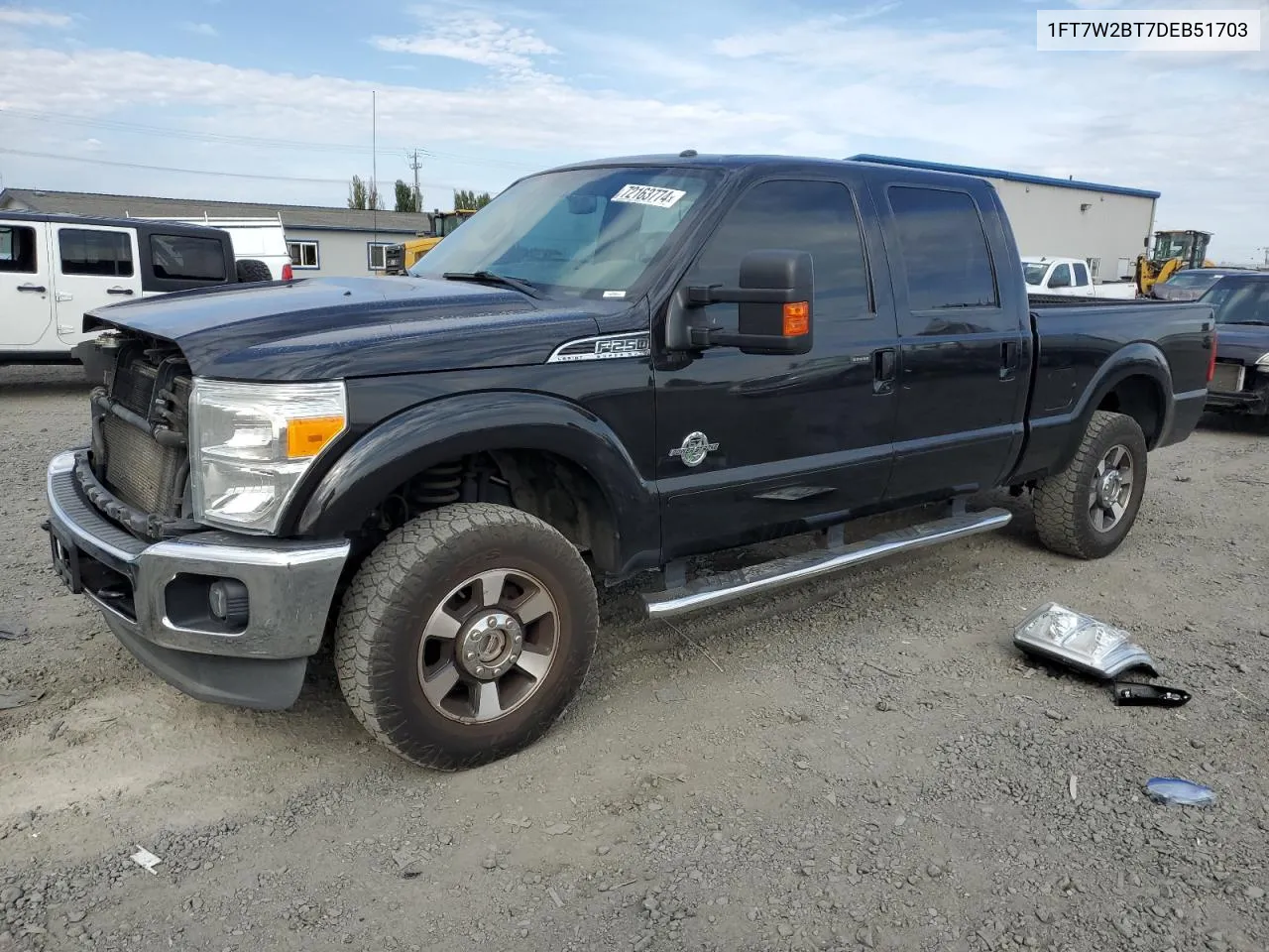 2013 Ford F250 Super Duty VIN: 1FT7W2BT7DEB51703 Lot: 72163774