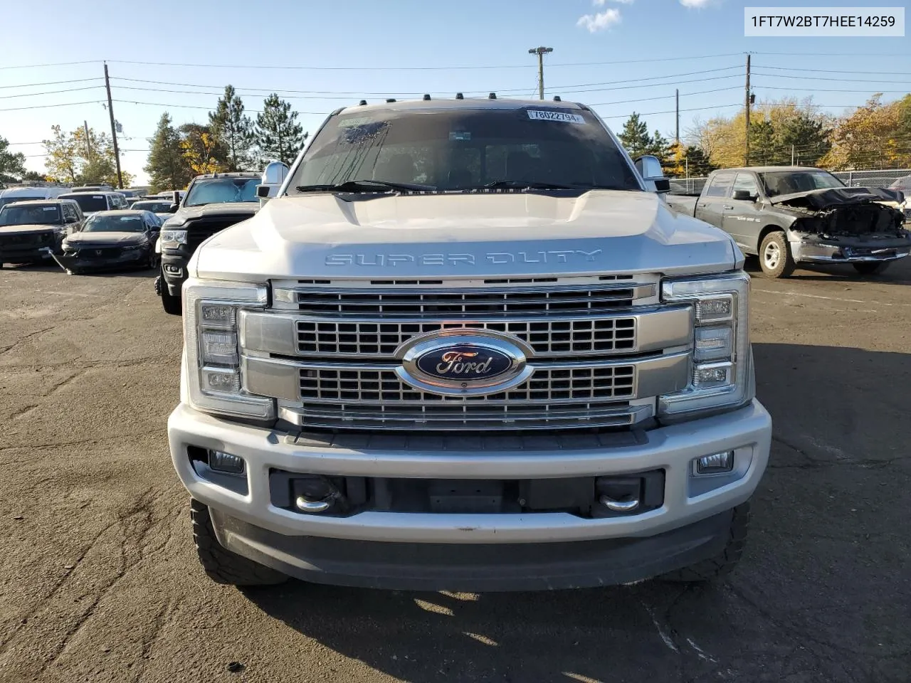 2017 Ford F250 Super Duty VIN: 1FT7W2BT7HEE14259 Lot: 78022794