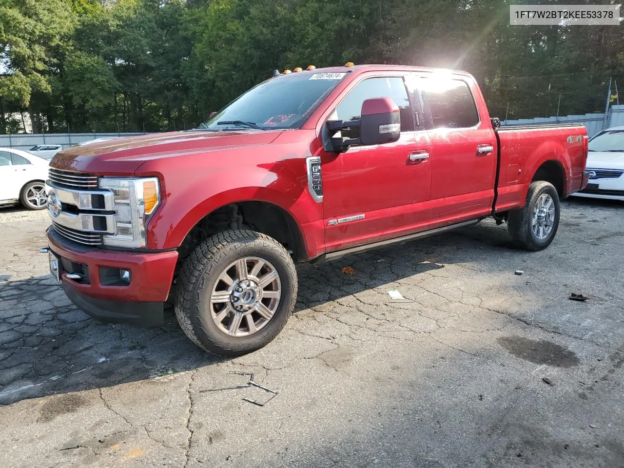 2019 Ford F250 Super Duty VIN: 1FT7W2BT2KEE53378 Lot: 70874674