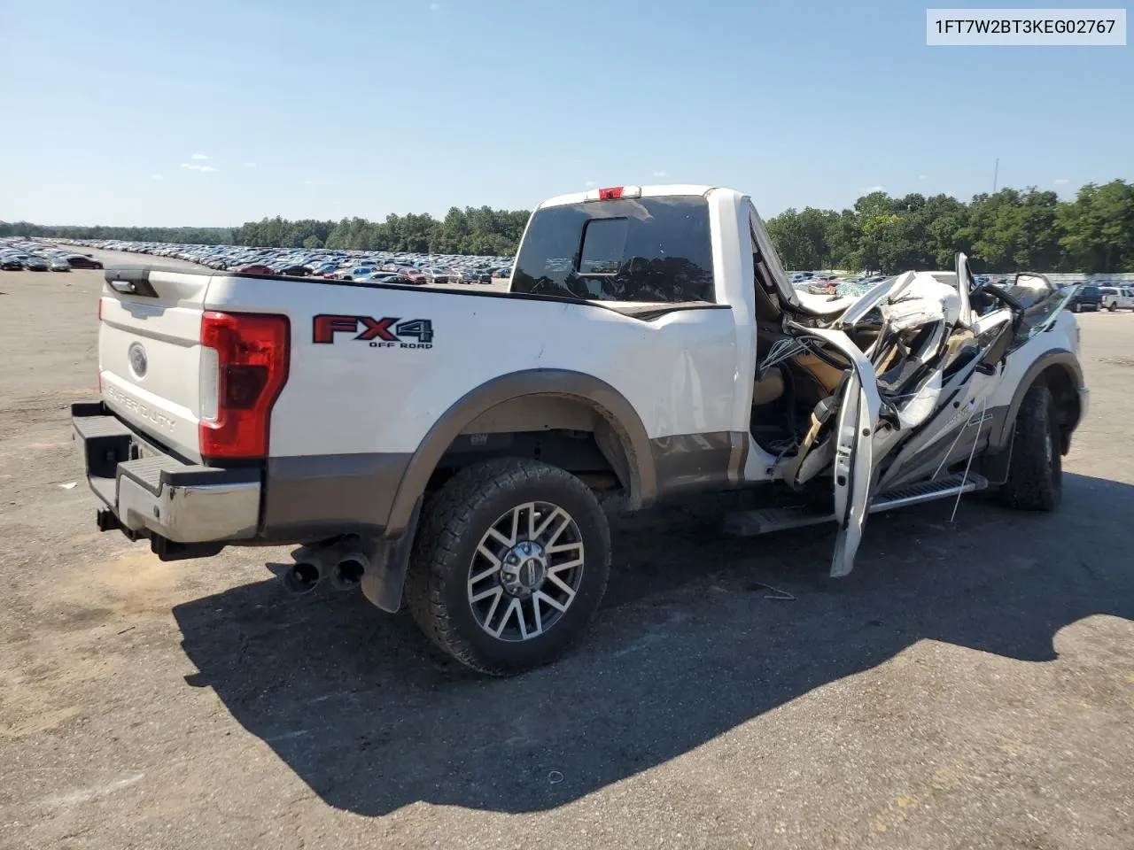 2019 Ford F250 Super Duty VIN: 1FT7W2BT3KEG02767 Lot: 72400784