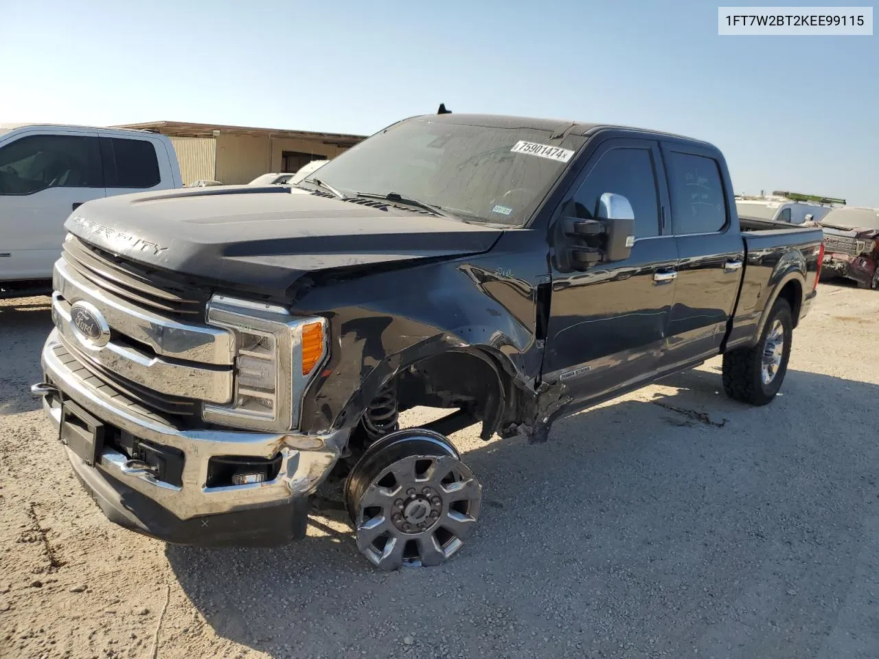 2019 Ford F250 Super Duty VIN: 1FT7W2BT2KEE99115 Lot: 75901474