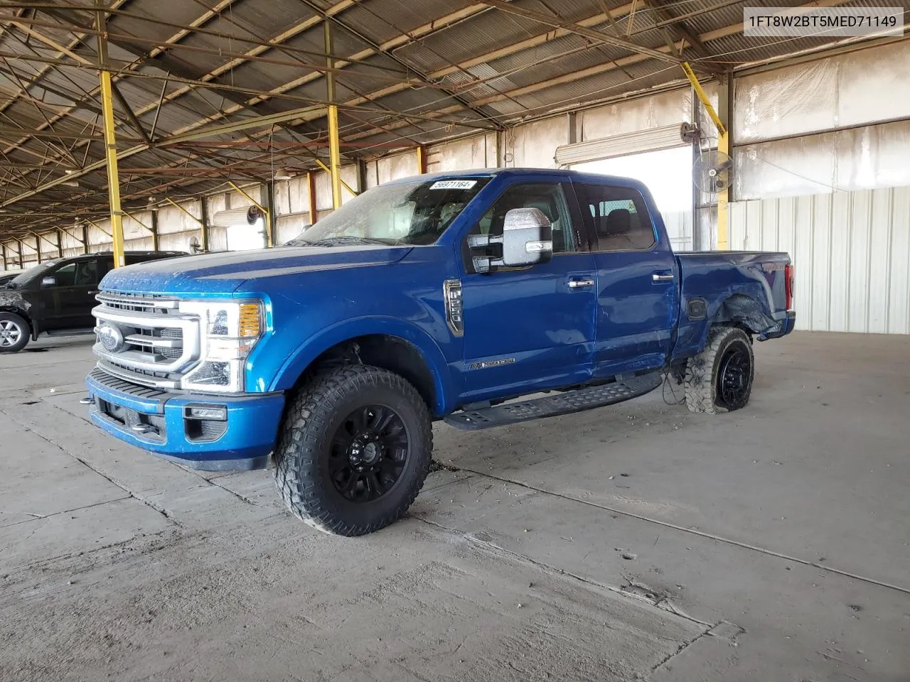 2021 Ford F250 Super Duty VIN: 1FT8W2BT5MED71149 Lot: 56971164