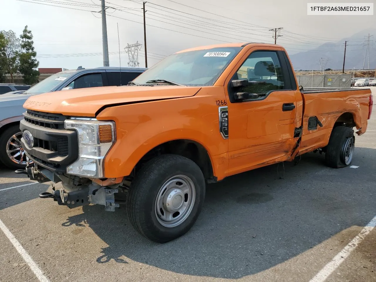 2021 Ford F250 Super Duty VIN: 1FTBF2A63MED21657 Lot: 70793094