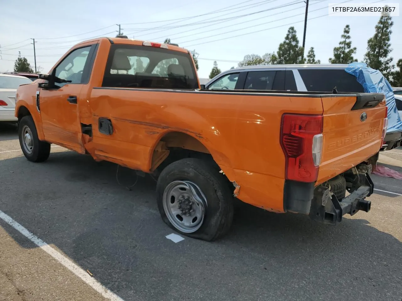 2021 Ford F250 Super Duty VIN: 1FTBF2A63MED21657 Lot: 70793094