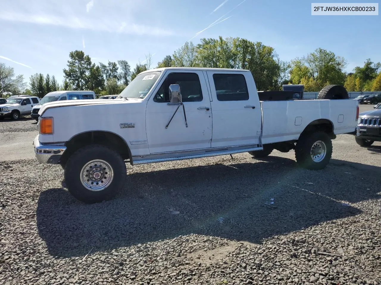 1989 Ford F350 VIN: 2FTJW36HXKCB00233 Lot: 74350344