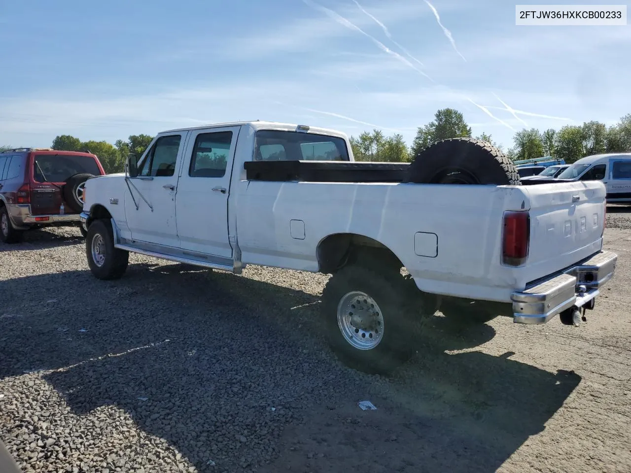 1989 Ford F350 VIN: 2FTJW36HXKCB00233 Lot: 74350344