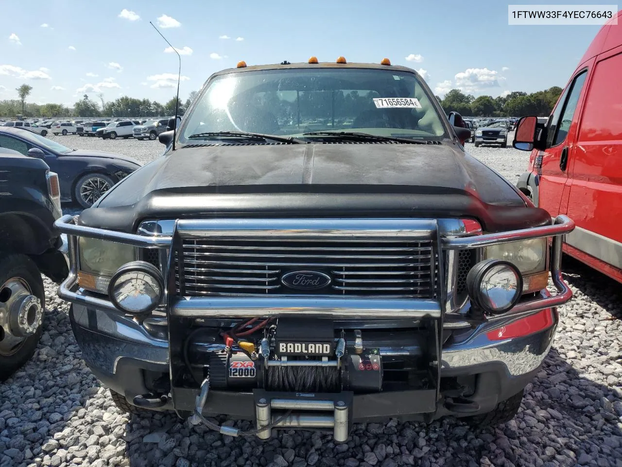 2000 Ford F350 Super Duty VIN: 1FTWW33F4YEC76643 Lot: 71656584