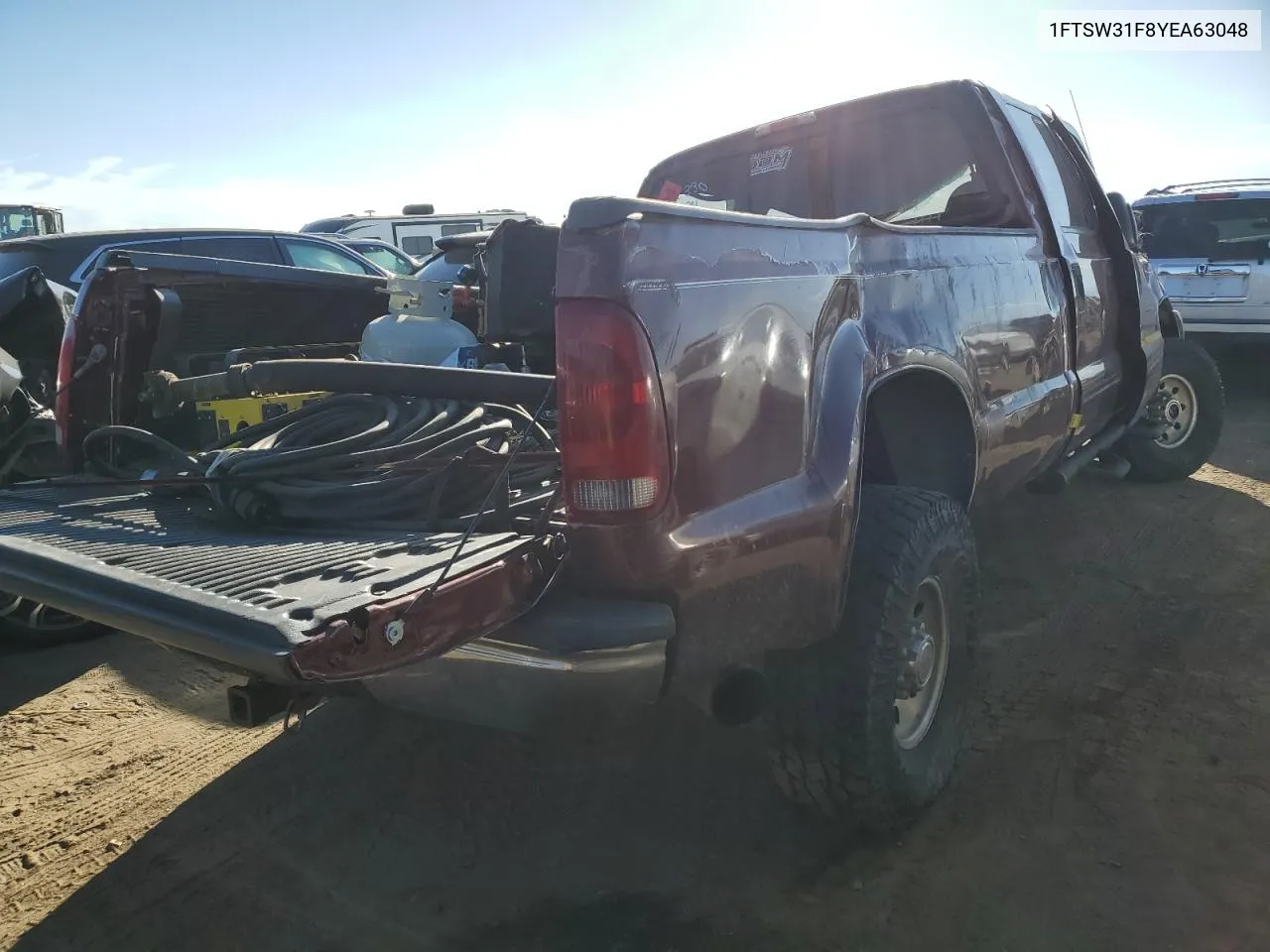 2000 Ford F350 Srw Super Duty VIN: 1FTSW31F8YEA63048 Lot: 72357514