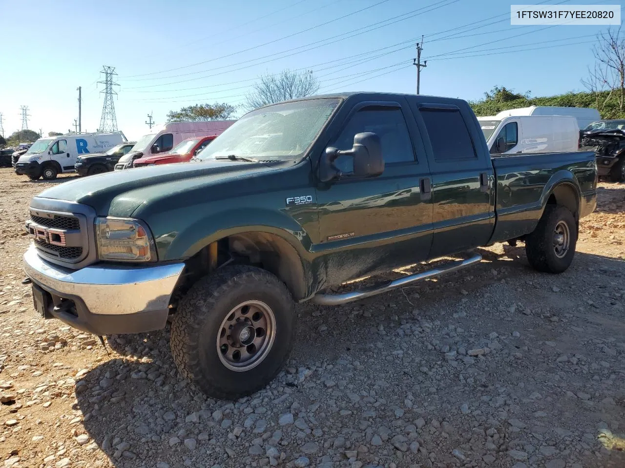 2000 Ford F350 Srw Super Duty VIN: 1FTSW31F7YEE20820 Lot: 77496284