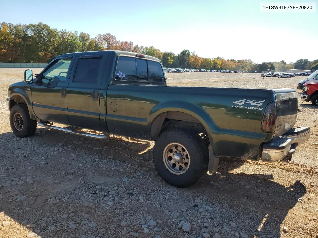 2000 Ford F350 Srw Super Duty VIN: 1FTSW31F7YEE20820 Lot: 77496284