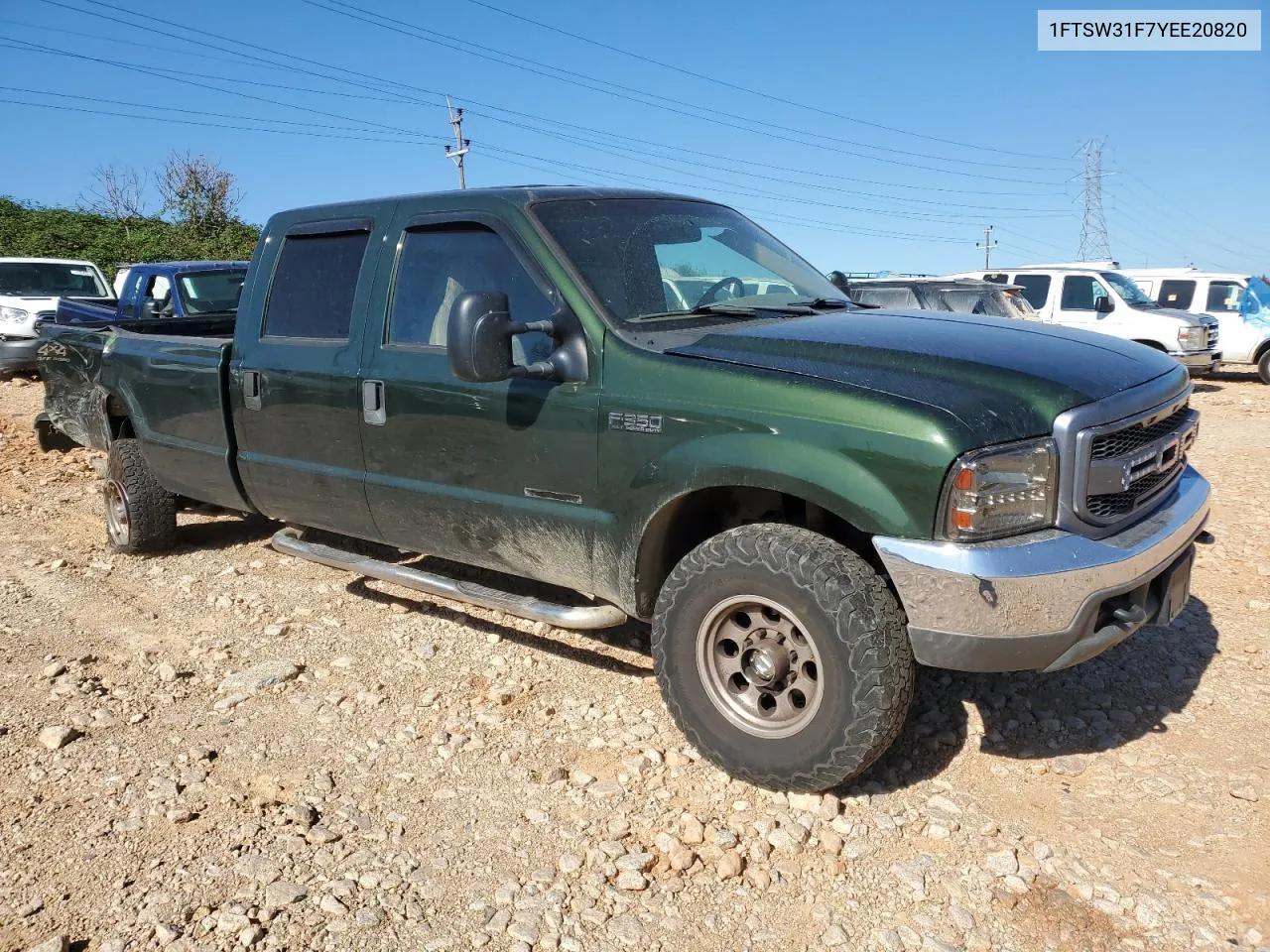 2000 Ford F350 Srw Super Duty VIN: 1FTSW31F7YEE20820 Lot: 77496284