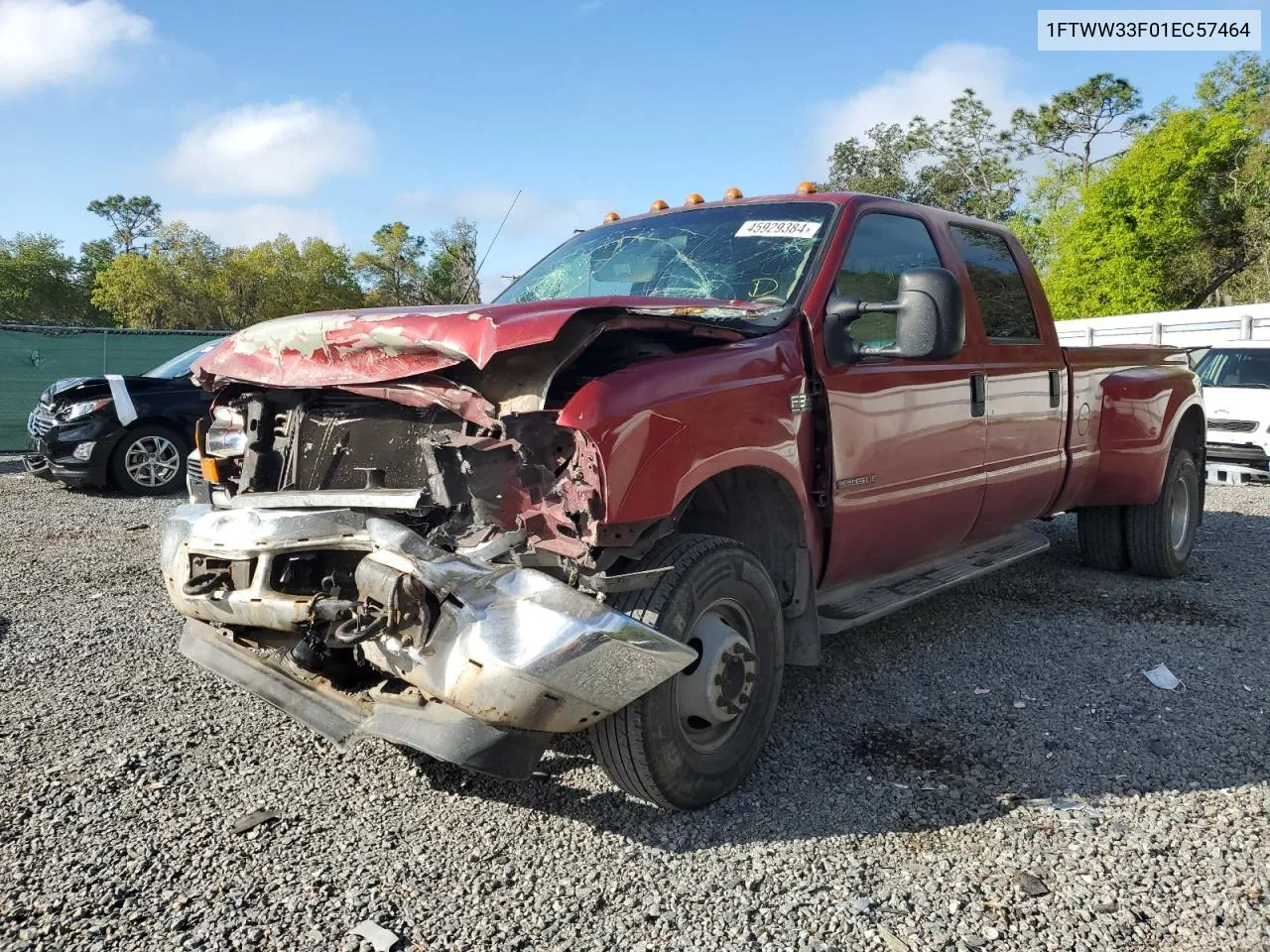 2001 Ford F350 Super Duty VIN: 1FTWW33F01EC57464 Lot: 45929384